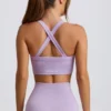 Soutien-gorge de sport sans coutures Super Sculpt à dos croisé, couleur lilas pâle Soutien-gorge de sport sans coutures Super Sculpt à dos croisé, couleur lilas pâle