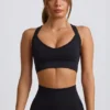 Soutien-gorge de sport sans coutures Super Sculpt à dos croisé, noir Soutien-gorge de sport sans coutures Super Sculpt à dos croisé, noir