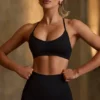 Soutien-gorge de sport sans coutures Super Sculpt à dos croisé, noir Soutien-gorge de sport sans coutures Super Sculpt à dos croisé, noir