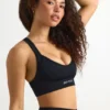 Soutien-gorge de sport sans coutures Super Sculpt à dos croisé, noir Soutien-gorge de sport sans coutures Super Sculpt à dos croisé, noir
