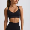 Soutien-gorge de sport sans coutures Super Sculpt à dos croisé, noir Soutien-gorge de sport sans coutures Super Sculpt à dos croisé, noir
