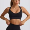 Soutien-gorge de sport sans coutures Super Sculpt à dos croisé, noir Soutien-gorge de sport sans coutures Super Sculpt à dos croisé, noir