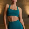 Soutien-gorge de sport sans coutures Super Sculpt à dos en T, couleur bleu sarcelle Soutien-gorge de sport sans coutures Super Sculpt à dos en T, couleur bleu sarcelle