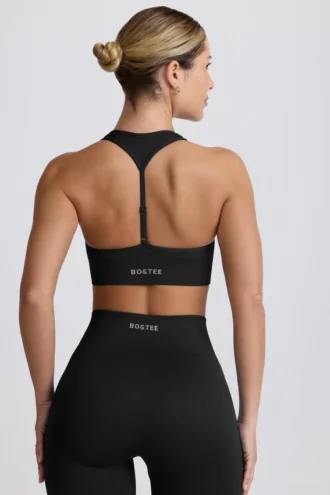 Soutien-gorge de sport sans coutures Super Sculpt à dos en T, noir