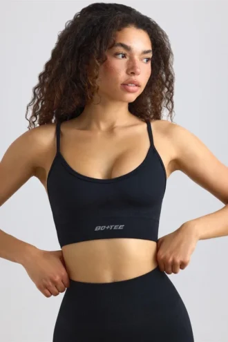 Soutien-gorge de sport sans coutures Super Sculpt à encolure dégagée, noir