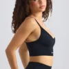 Soutien-gorge de sport sans coutures Super Sculpt à encolure dégagée, noir Soutien-gorge de sport sans coutures Super Sculpt à encolure dégagée, noir