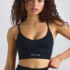 Soutien-gorge de sport sans coutures Super Sculpt à encolure dégagée, noir Soutien-gorge de sport sans coutures Super Sculpt à encolure dégagée, noir