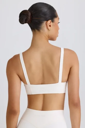 Soutien-gorge de sport Soft Active à bordures contrastées, blanc