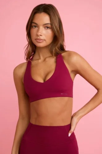 Soutien-gorge de sport Soft Active à col en V, bordeaux