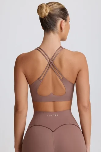 Soutien-gorge de sport Soft Active à col en V, couleur Mocha