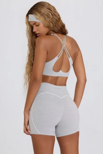 Soutien-gorge de sport Soft Active à col en V, gris