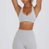 Soutien-gorge de sport Soft Active à col en V, gris Soutien-gorge de sport Soft Active à col en V, gris