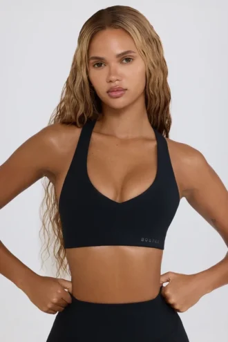 Soutien-gorge de sport Soft Active à col en V, noir
