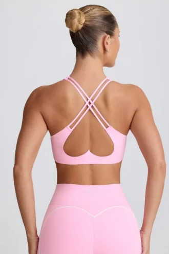 Soutien-gorge de sport Soft Active à col en V, rose pâle