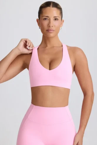 Soutien-gorge de sport Soft Active à col en V, rose pâle