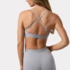 Soutien-gorge de sport Soft Active à dos croisé, gris chiné Soutien-gorge de sport Soft Active à dos croisé, gris chiné