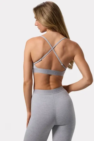 Soutien-gorge de sport Soft Active à dos croisé, gris chiné