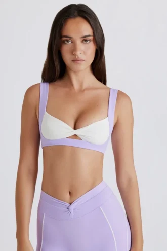 Soutien-gorge de sport Soft Active à effet torsadé sur le devant, couleur lilas