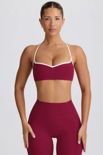 Soutien-gorge de sport Soft Active à encolure en cœur, bordeaux