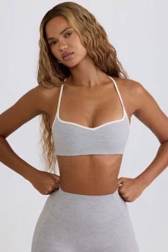 Soutien-gorge de sport Soft Active à encolure en cœur, gris