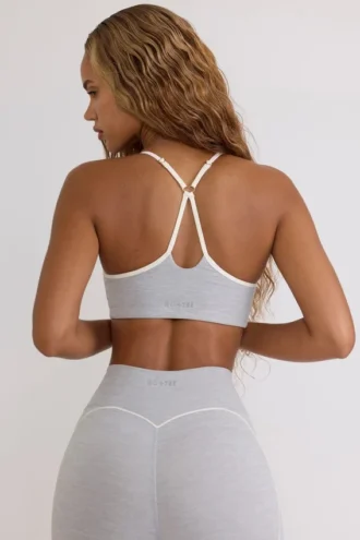 Soutien-gorge de sport Soft Active à encolure en cœur, gris