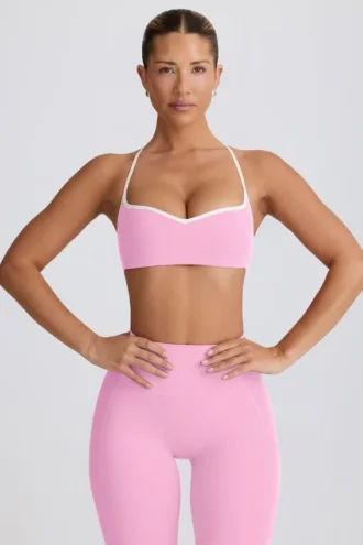 Soutien-gorge de sport Soft Active à encolure en cœur, rose pâle