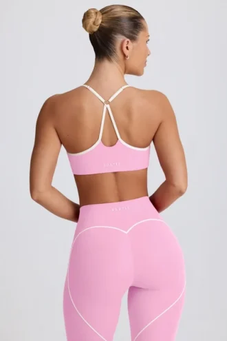 Soutien-gorge de sport Soft Active à encolure en cœur, rose pâle