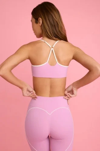 Soutien-gorge de sport Soft Active à encolure en cœur, rose poudré