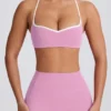 Soutien-gorge de sport Soft Active à encolure en cœur, rose poudré Soutien-gorge de sport Soft Active à encolure en cœur, rose poudré