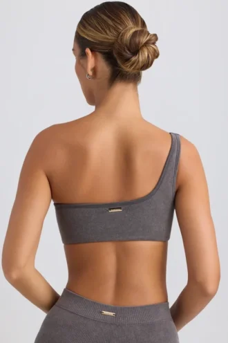 Soutien-gorge de sport à une bretelle en gris anthracite délavé