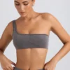 Soutien-gorge de sport à une bretelle en gris anthracite délavé Soutien-gorge de sport à une bretelle en gris anthracite délavé