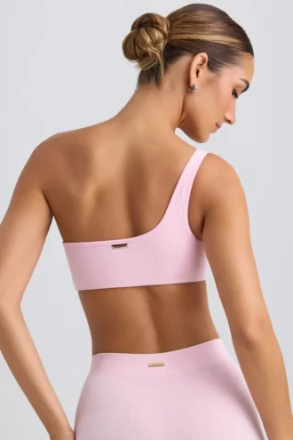 Soutien-gorge de sport à une bretelle en rose glacé délavé