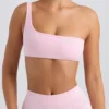 Soutien-gorge de sport à une bretelle en rose glacé délavé Soutien-gorge de sport à une bretelle en rose glacé délavé