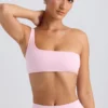 Soutien-gorge de sport à une bretelle en rose glacé délavé Soutien-gorge de sport à une bretelle en rose glacé délavé