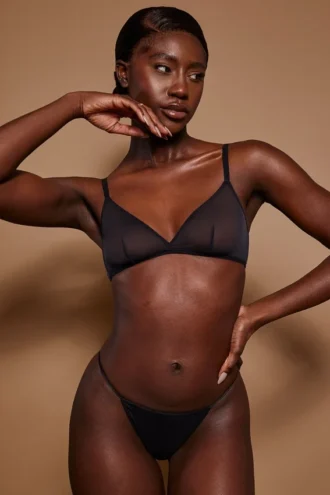 Bikini string en maille douce Intimates, noir