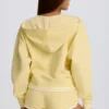 Sweat à capuche en jersey de coton à col en V, couleur citron Sweat à capuche en jersey de coton à col en V, couleur citron