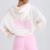 Sweat à capuche en jersey de coton texturé à imprimé graphique, blanc Sweat à capuche en jersey de coton texturé à imprimé graphique, blanc