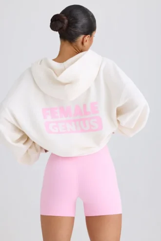 Sweat à capuche en jersey de coton texturé à imprimé graphique, blanc