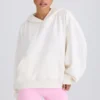 Sweat à capuche en jersey de coton texturé à imprimé graphique, blanc Sweat à capuche en jersey de coton texturé à imprimé graphique, blanc