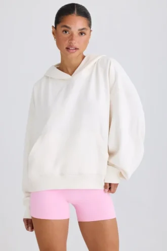 Sweat à capuche en jersey de coton texturé à imprimé graphique, blanc