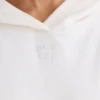 Sweat à capuche en jersey de coton texturé à imprimé graphique, blanc Sweat à capuche en jersey de coton texturé à imprimé graphique, blanc