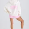Sweat à capuche en jersey de coton texturé à imprimé graphique, blanc Sweat à capuche en jersey de coton texturé à imprimé graphique, blanc