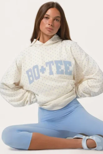Sweat à capuche oversize avec appliqué, couleur Milk à pois