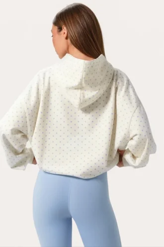 Sweat à capuche oversize avec appliqué, couleur Milk à pois