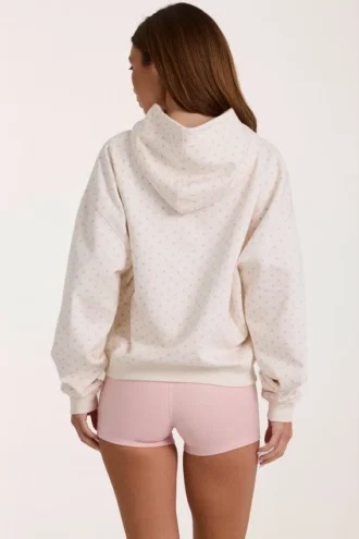 Sweat à capuche oversize avec appliqué, à pois ivoire