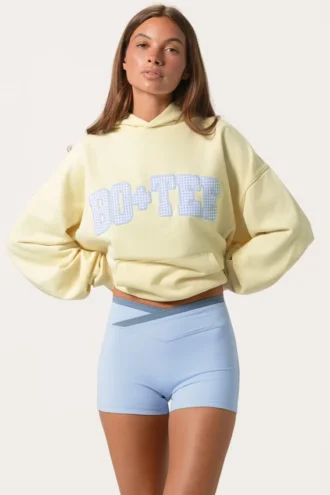 Sweat à capuche oversize avec applique, couleur citron