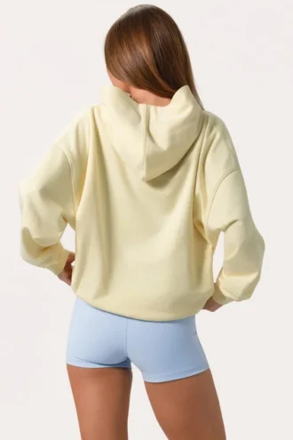 Sweat à capuche oversize avec applique, couleur citron