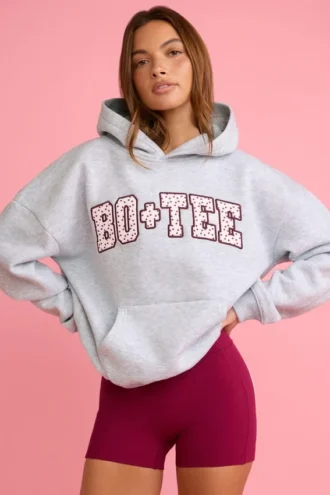 Sweat à capuche oversize avec applique, gris