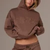 Sweat à capuche oversize brodé, couleur cacao Sweat à capuche oversize brodé, couleur cacao