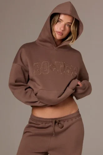 Sweat à capuche oversize brodé, couleur cacao